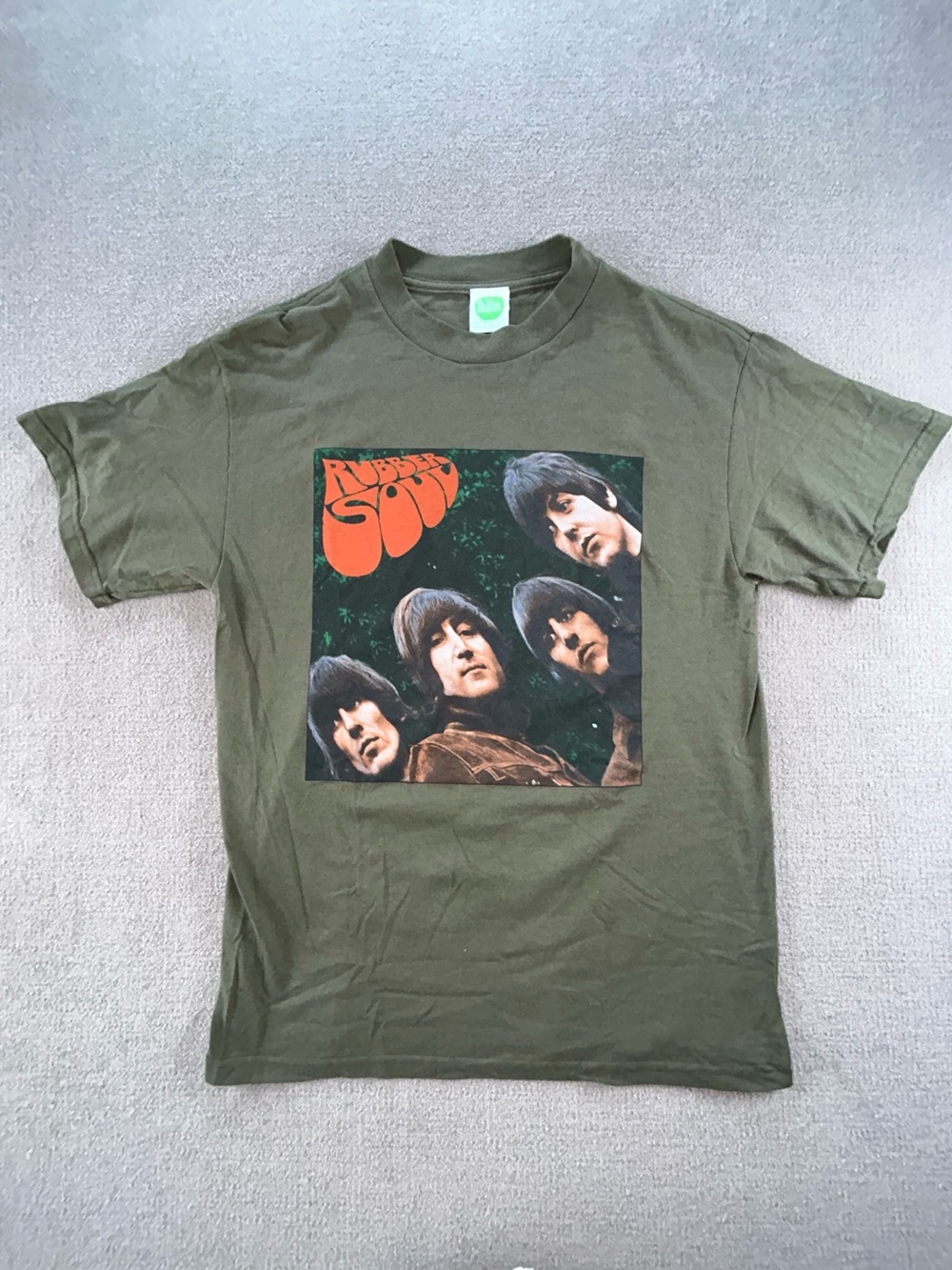 The Beatles Rubber Soul Olive Green Graphic T-Shirt 2005 Y2K Mens Medium